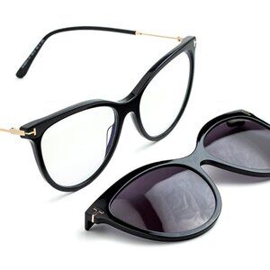 TOM FORD TF5994-B BLACK BLUE LIGHT BLOCK with MAGNETIC CLIP-ON EYEGLASSES FRAME